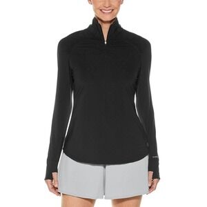 Coolibar UPF 50+‎ Black Sun Protection Arabella Quarter Zip Long Sleeve Top 3X